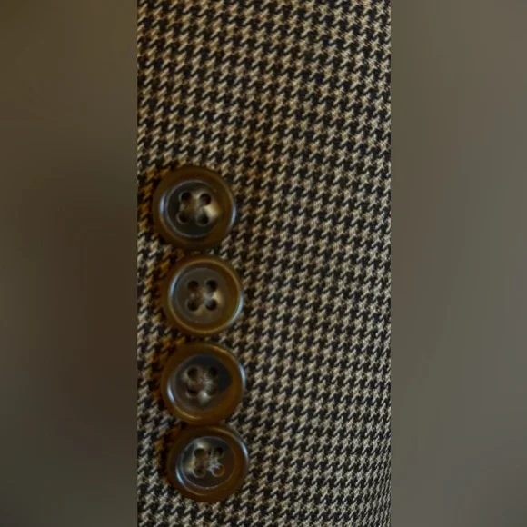 JOS A BANK MENS BLAZER SIZE 44L HOUNDSTOOTH SPORT COAT 2 BUTTON SUIT JACKET